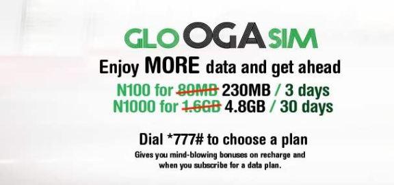 Glo Oga SIM Gives new and existing customers 125% data bonus