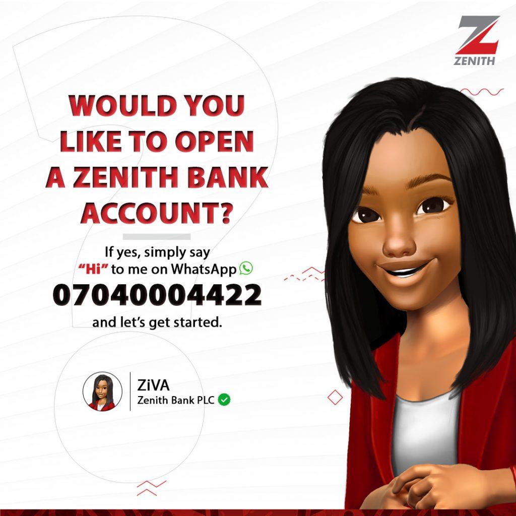 zenith bank whatsapp bankinig ZiVA