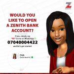 zenith bank whatsapp bankinig ZiVA