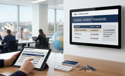 design picture of All Australia bank Swift code